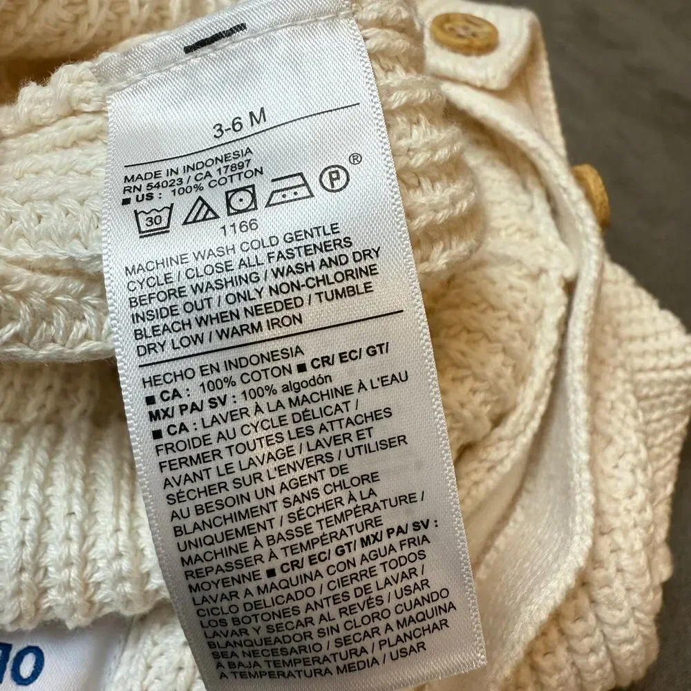 NWT Old Navy Sweater Overalls Romper Cream Baby 3-6 Months Boy Girl